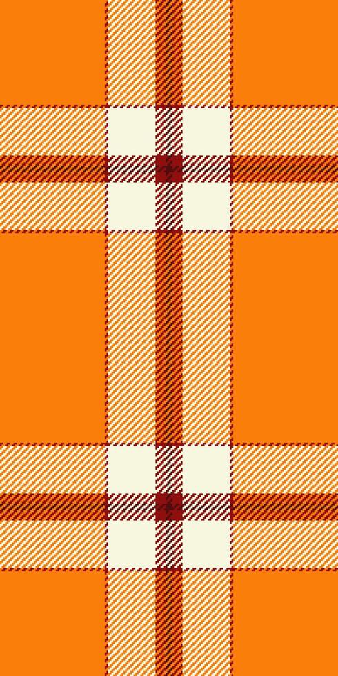 Vibrant orange and cream plaid pattern, perfect for textile design, fallthemed projects, or autumnal backgrounds. The bold, intersecting lines create a visually striking texture. vector