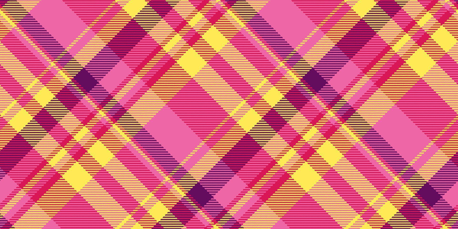 Vibrant pink and yellow diagonal plaid pattern. Perfect for textiles, fashion, websites, or any design needing a bold, energetic, and modern geometric texture. vector