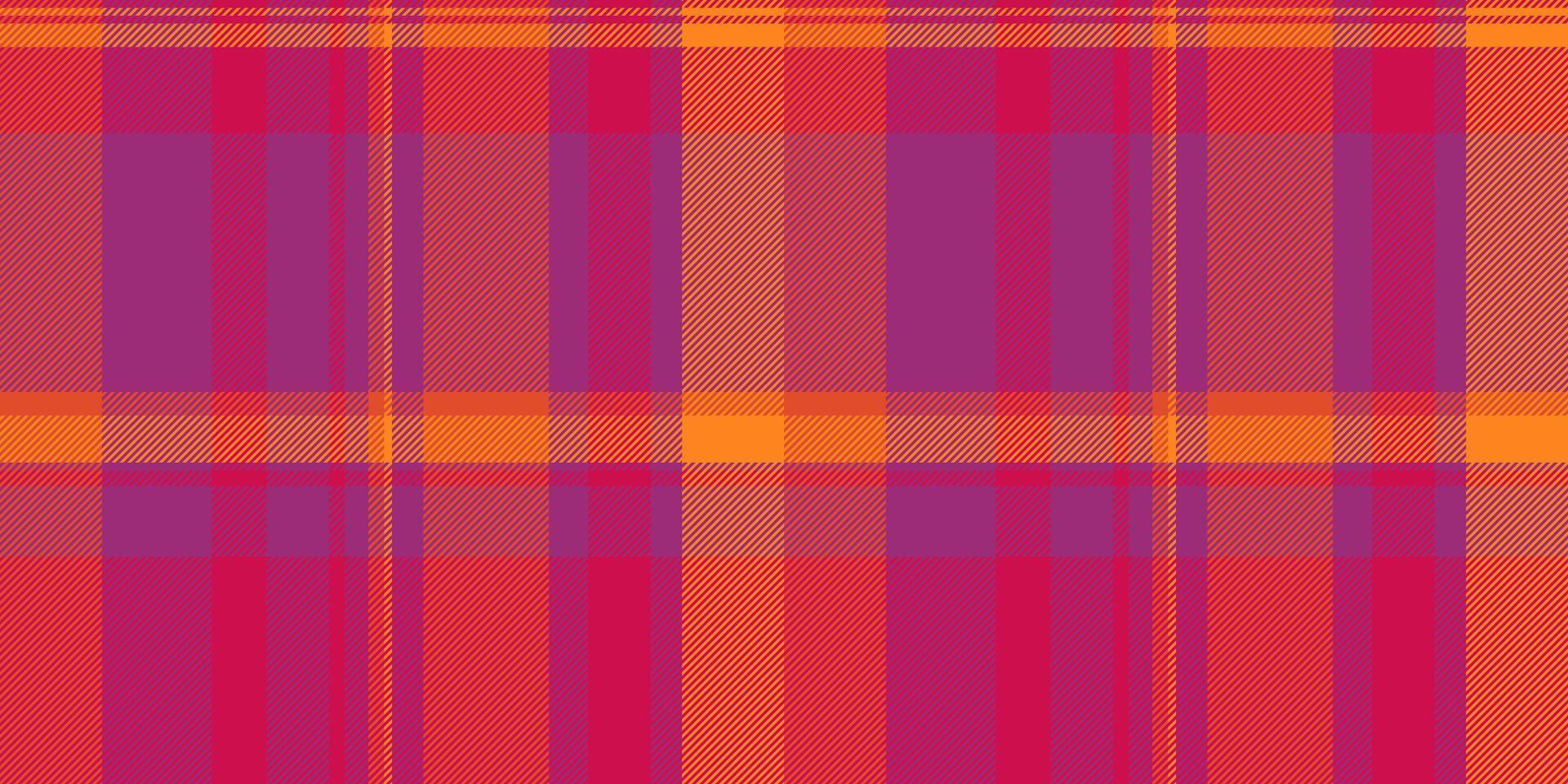 Vibrant plaid pattern in shades of orange, pink, and purple. Perfect for textile design, fashion, website backgrounds, or any project needing a bold, energetic aesthetic. vector