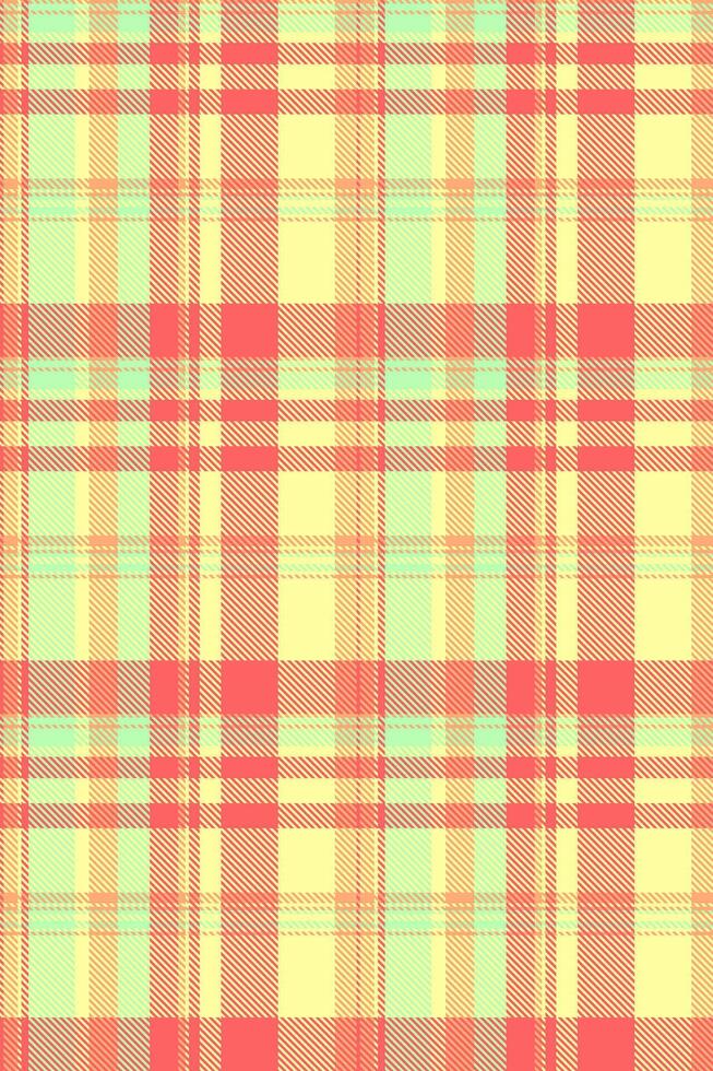 Winter plaid textile, customize check fabric tartan. Cloth seamless background pattern texture in yellow and red colors. vector