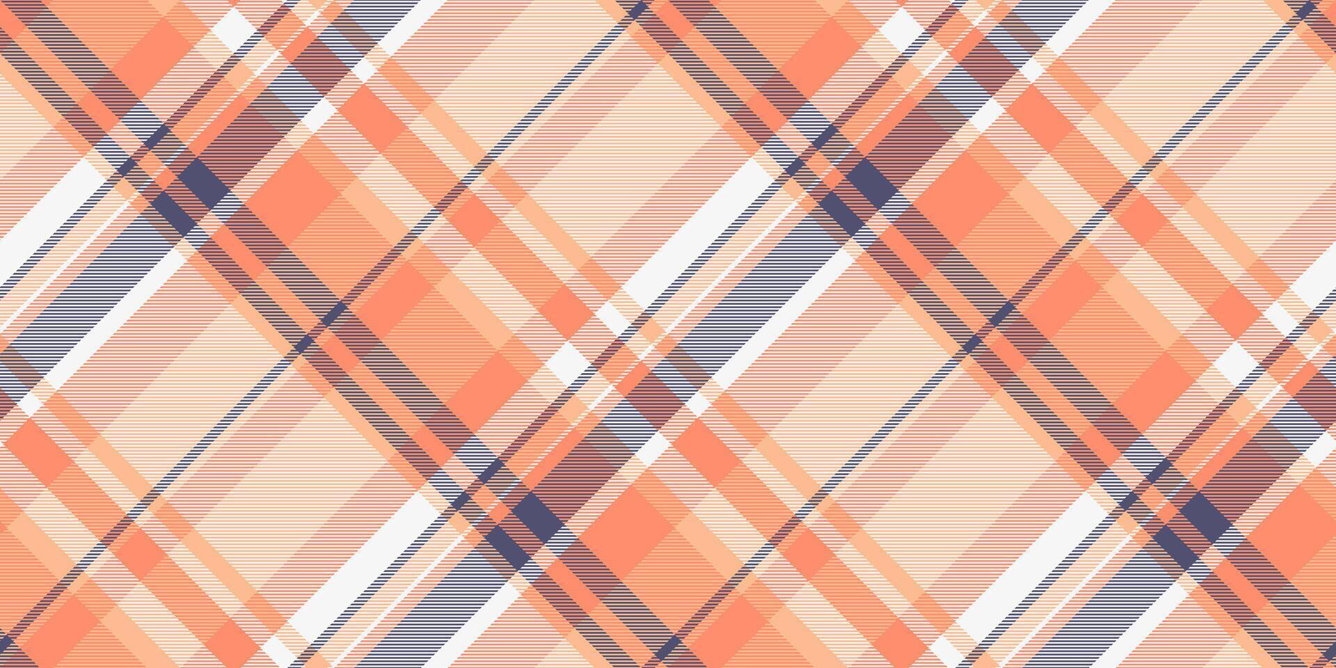 Random textile tartan fabric, creative pattern texture. Famous check plaid background seamless in white and orange colors. vector