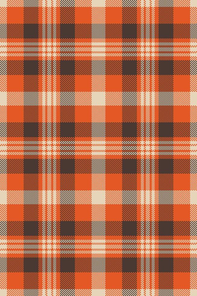 Ethnicity check texture background, indoor textile seamless. Grunge tartan fabric pattern plaid in orange and dark colors. vector