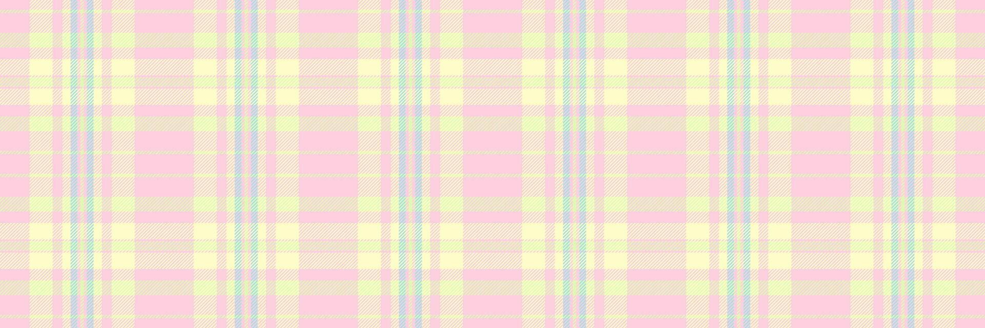 Soft pastel plaid pattern. Delicate pink, yellow, and blue hues create a gentle, seamless texture ideal for backgrounds, textiles, and feminine designs. vector
