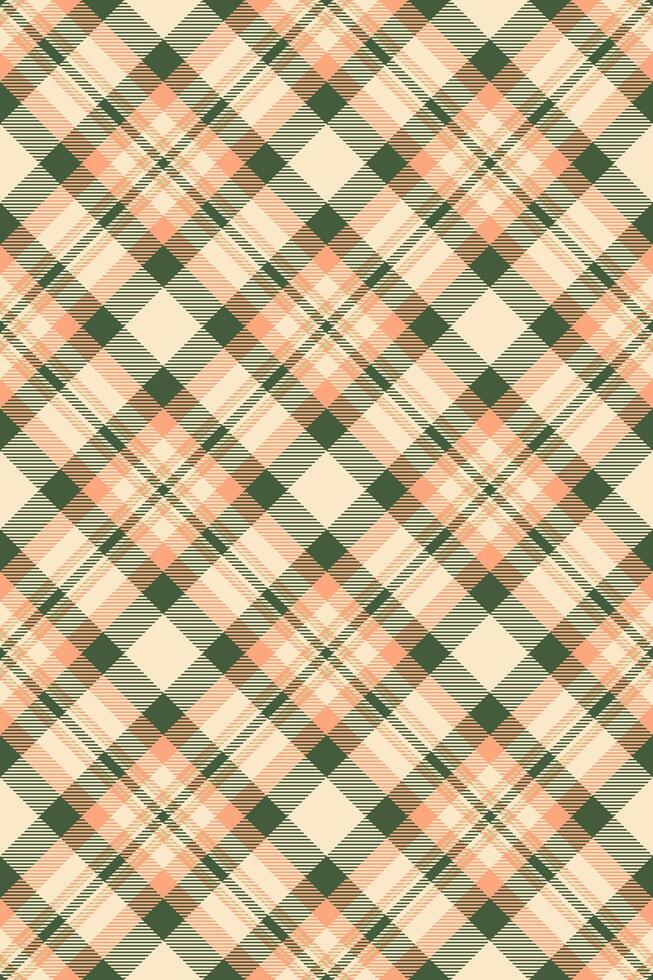 Elegant peach and green plaid pattern. Perfect for textile design, apparel, or website backgrounds. This seamless texture offers a sophisticated, rustic feel, ideal for fall or spring themes. vector