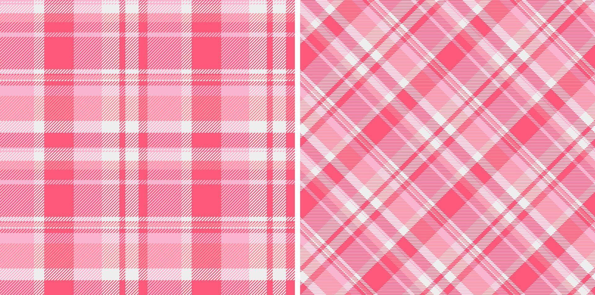 Two stylish pink plaid patterns, perfect for textile design, fashion, or website backgrounds. Horizontal and diagonal variations offer versatile design options. vector