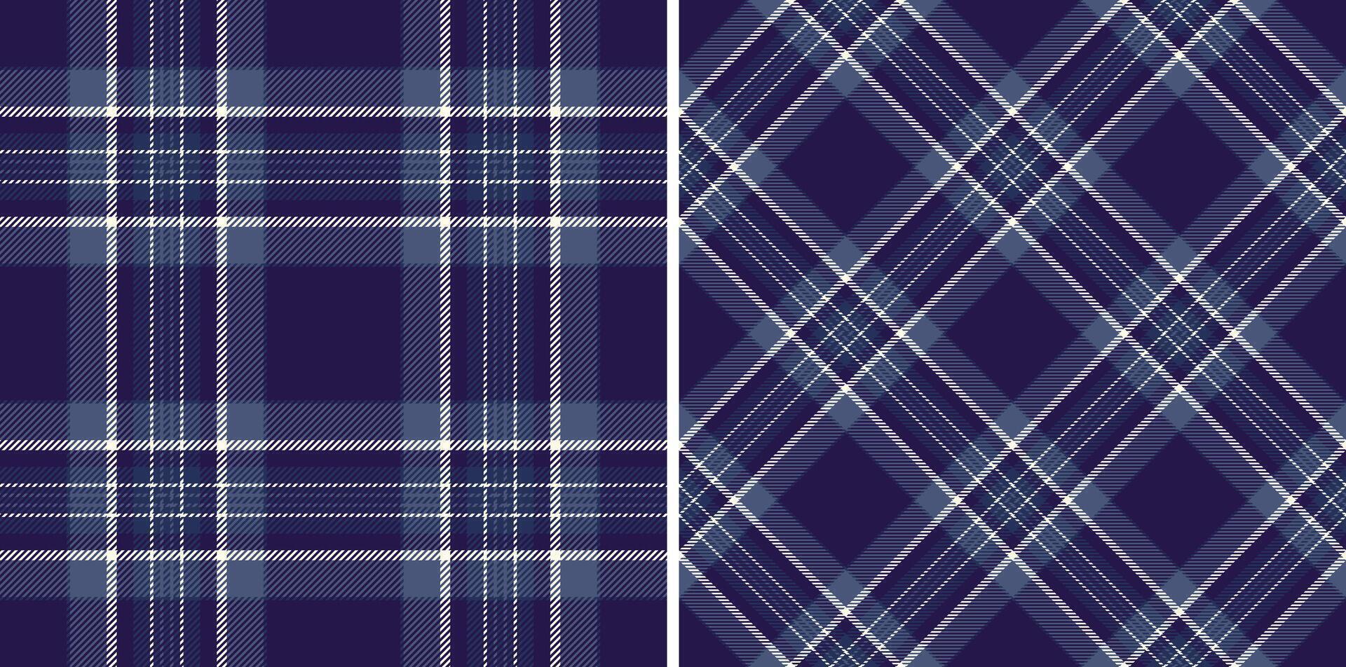 Elegant dual plaid patterns in navy, light blue, and white. Perfect for textile design, apparel, or website backgrounds. Classic versatile, these seamless textures offer a sophisticated aesthetic. vector