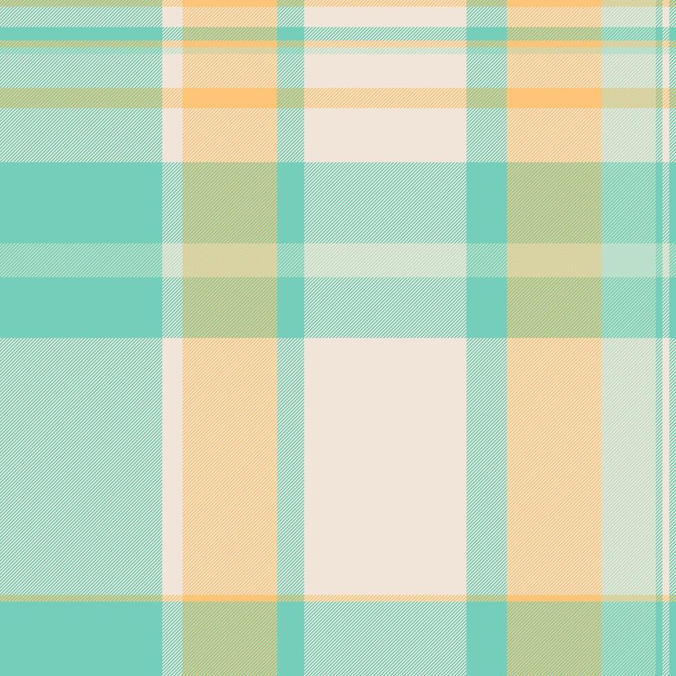 Pastel plaid pattern. Soft teal, peach, and cream hues create a calming, versatile design perfect for textiles, website backgrounds, or stationery. Evokes feelings of serenity and freshness. vector