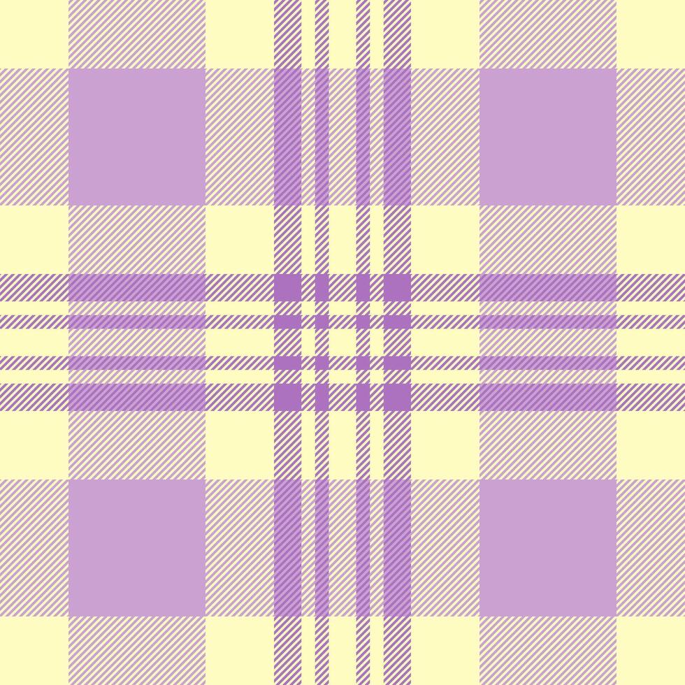 Soft pastel plaid pattern in lilac and pale yellow. Ideal for textile design, fashion, wrapping paper, or website backgrounds. vector