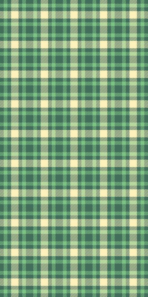 Elegant green and cream plaid pattern, perfect for textile design, web backgrounds, or stationery. This classic check evokes feelings of comfort and tradition. vector