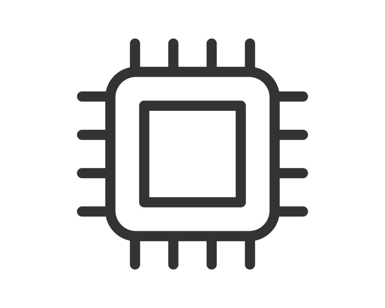 Clean icon of a microchip, representing technology, data processing, and innovation. Ideal for websites, presentations, and app design related to computers. vector
