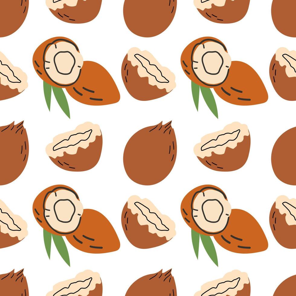 Cute summer seamless pattern with exotic fruits, fresh sliced . Hand drawn citrus fabric print wallpaper texture, juicy tropical fruit background patterns . Hand drawn . vector