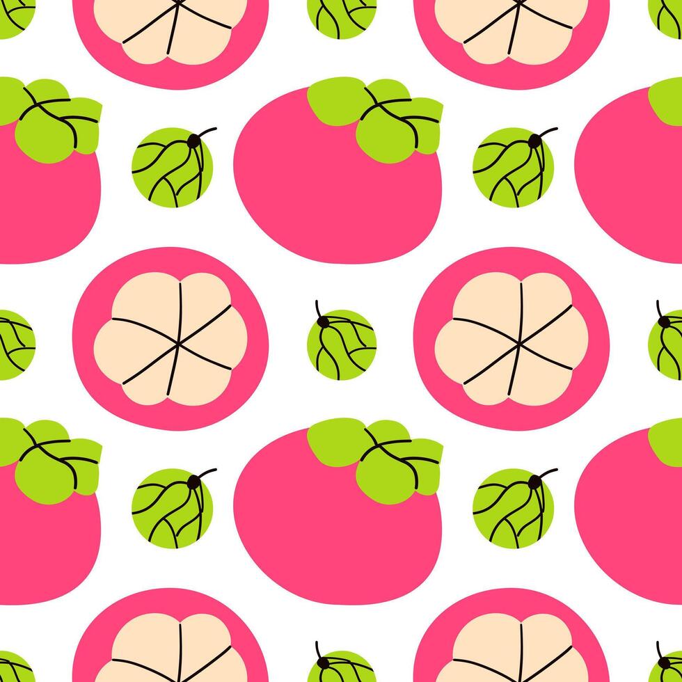 Cute summer seamless pattern with exotic fruits, . Hand drawn citrus fabric print wallpaper texture, juicy tropical fruit background patterns . Hand drawn illustration . vector