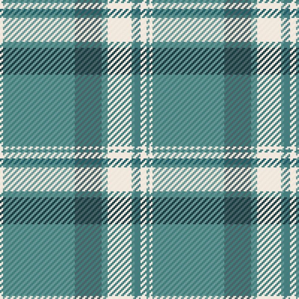 Sophisticated teal and cream plaid textile pattern. Perfect for fashion, home decor, and website backgrounds. Subtle texture adds depth and visual interest. vector
