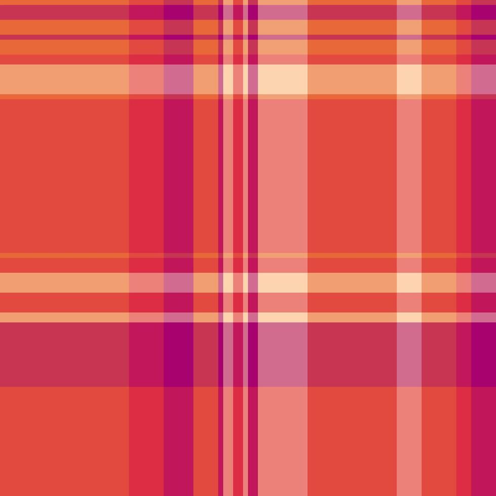 Teenage textile plaid , strong check tartan background. Swatch seamless fabric pattern texture in red and orange colors. vector