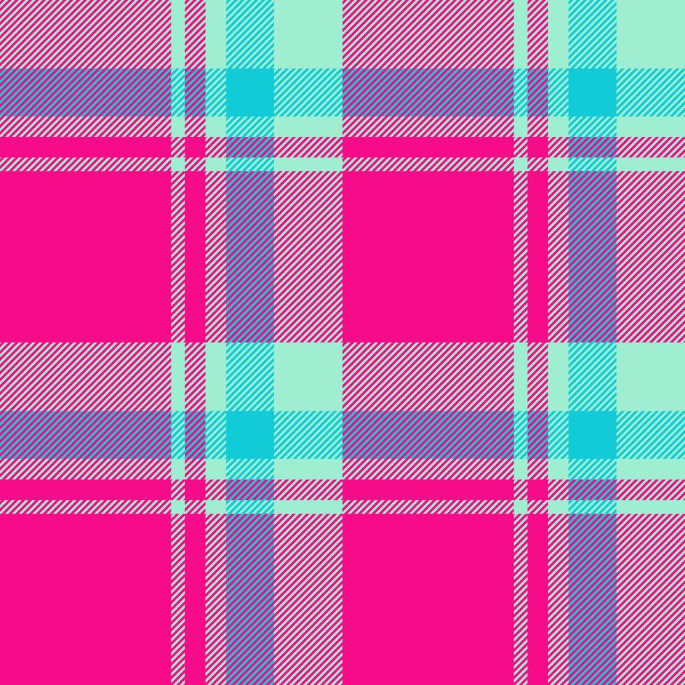 Vibrant pink, teal, and purple plaid pattern. Perfect for textile design, fashion, websites, or branding projects. This cheerful, modern design evokes feelings of fun and energy. vector