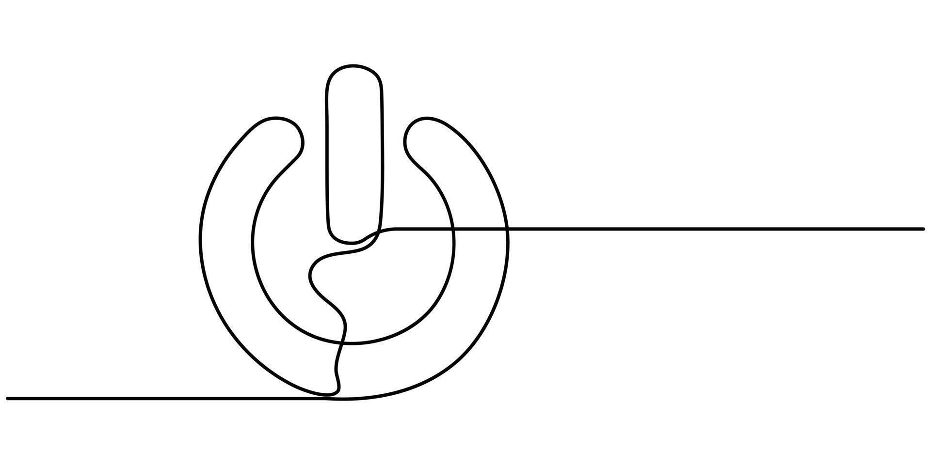 continuous one line drawing power button illustration, power on off button icon vector