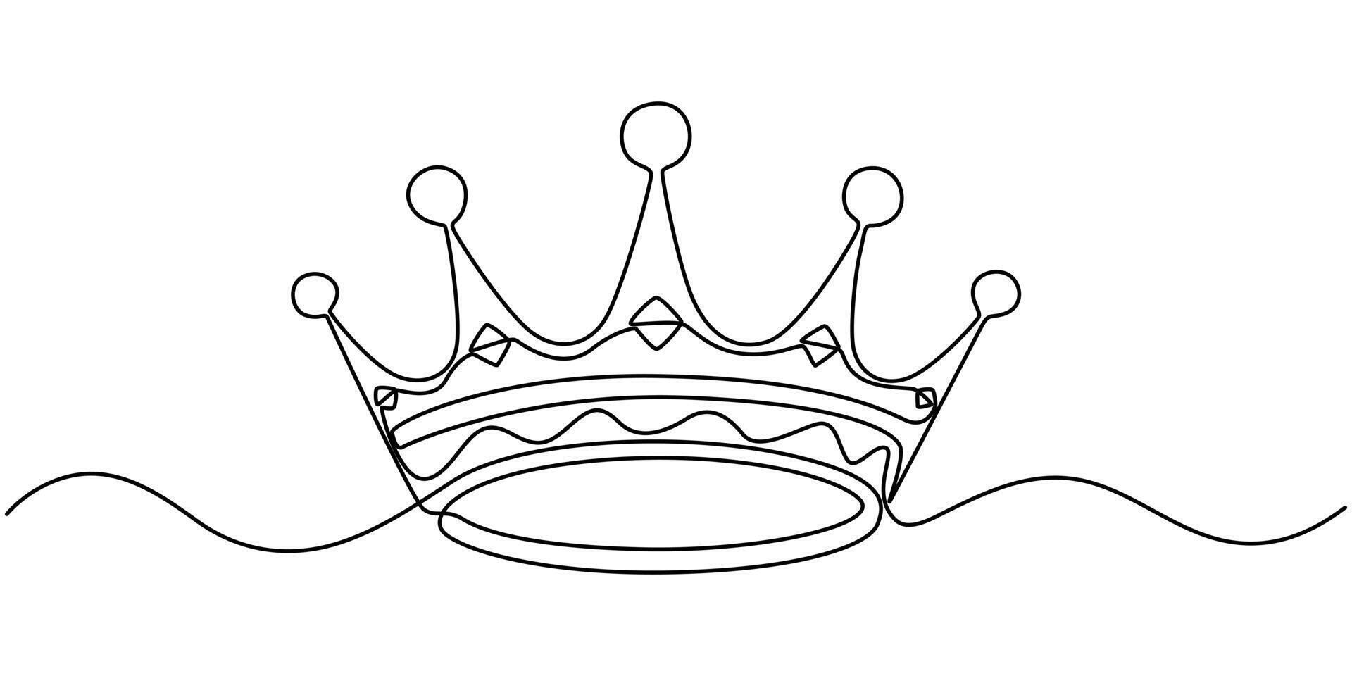 Continuous One line drawing of Crown, Representing monarchy with a basic crown shape. vector
