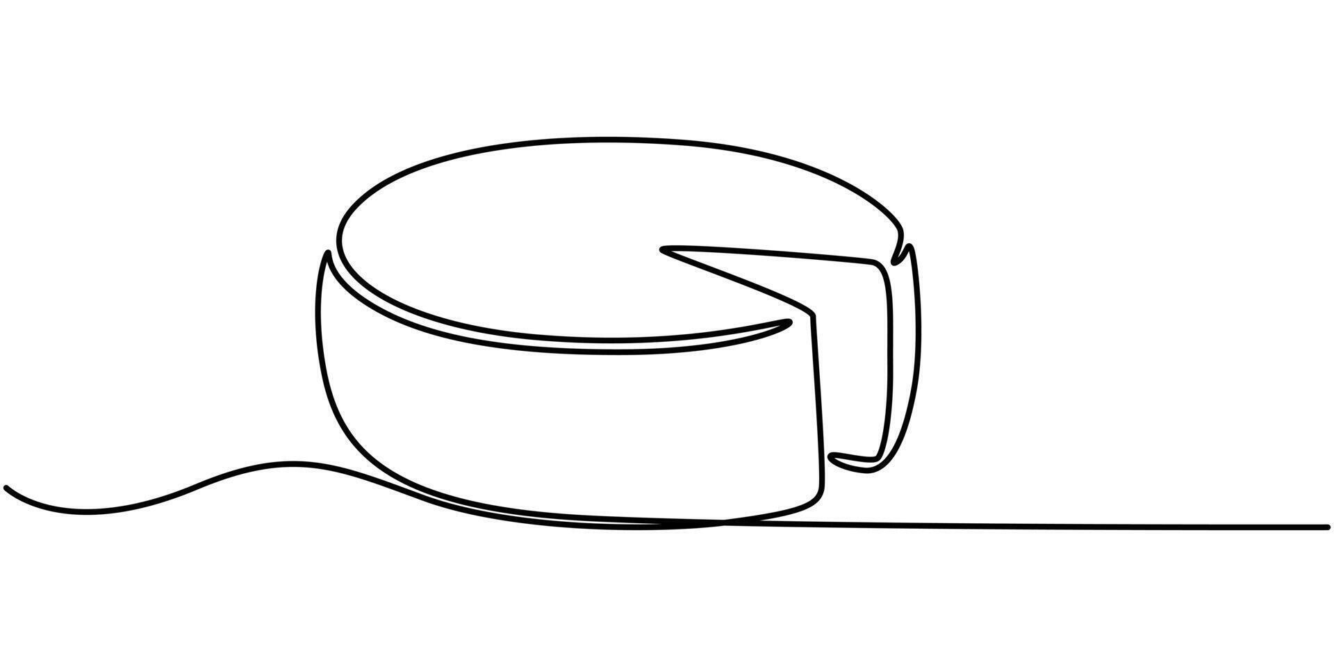 cheese in one continuous line art drawing style vector