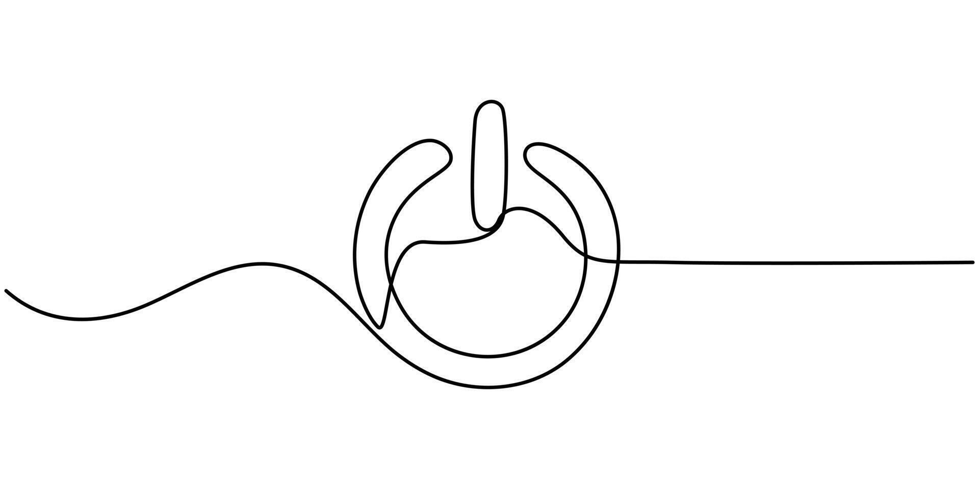 continuous one line drawing start button icon on white background. vector