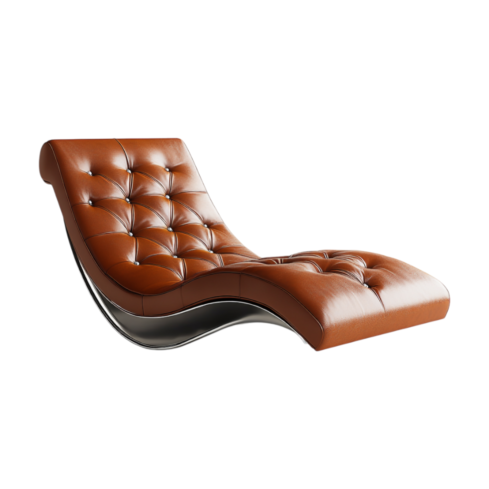 a brown leather chaise lounge on a transparent background png