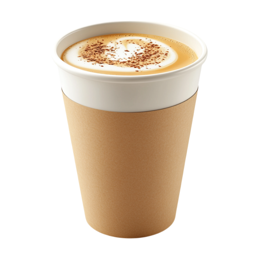 a cup of coffee with a latte on a transparent background png
