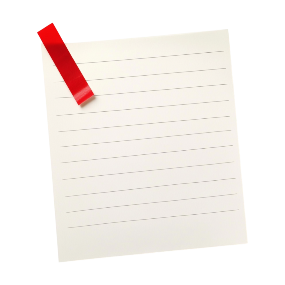 note paper with red sticky tape on a transparent background png