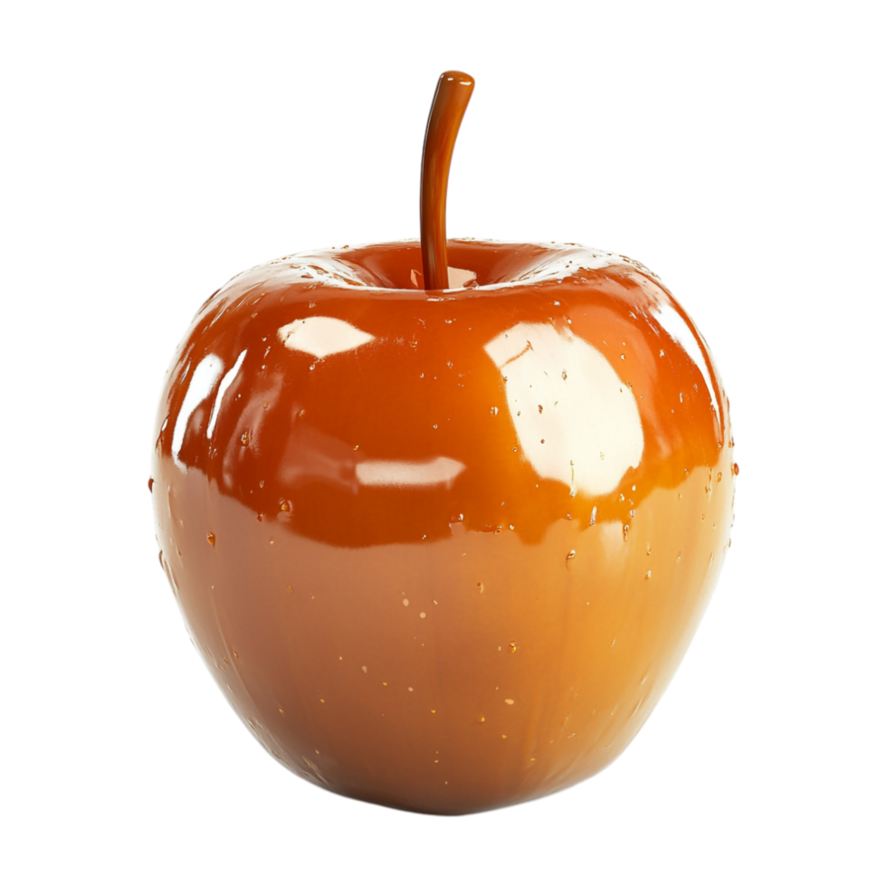 an apple with a caramel coating on it png