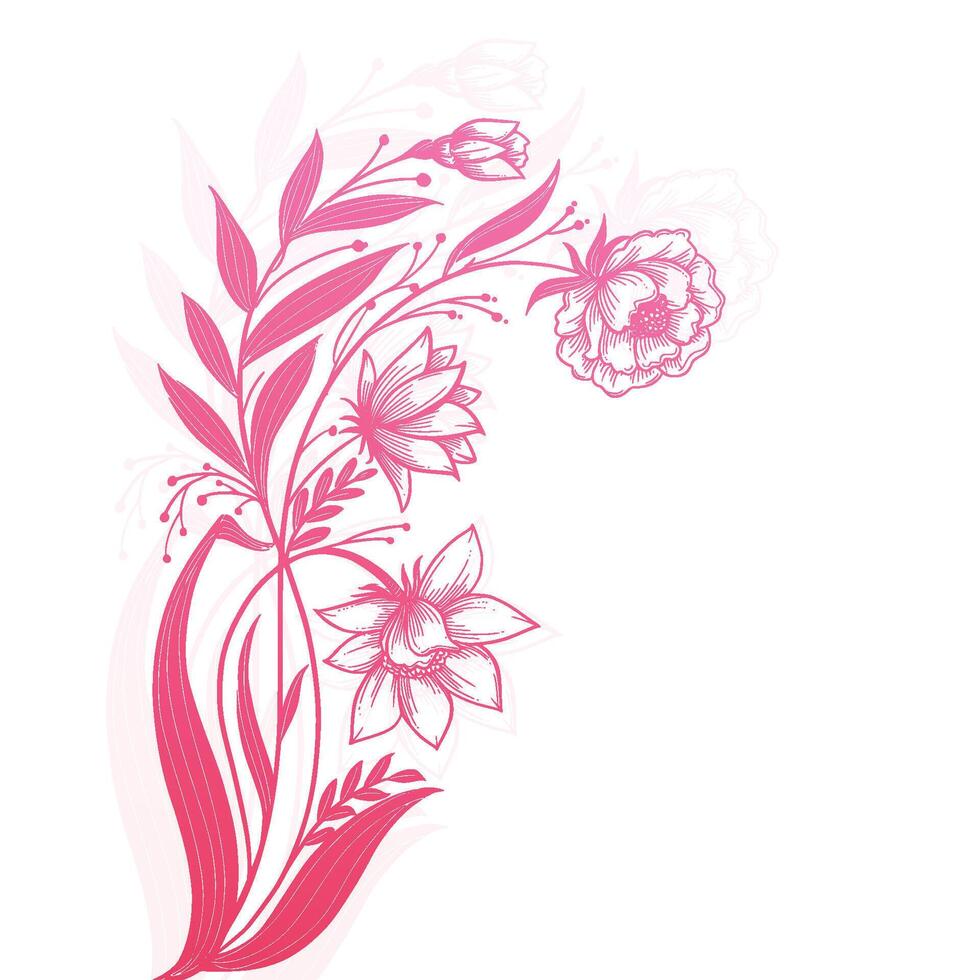 Abstract hand draw pink flower design vector