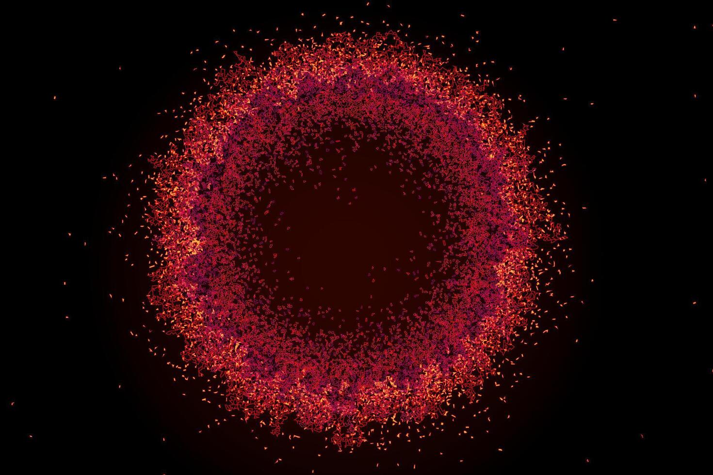 Abstract red glow particles on black background. illustration. vector