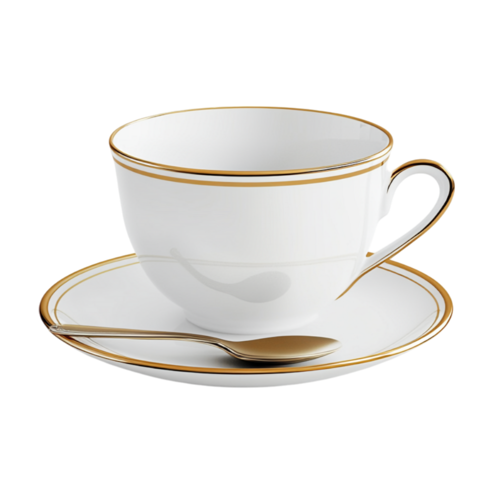 a white cup and saucer on a transparent background png