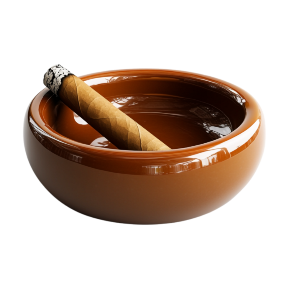 a brown bowl with a cigar in it png