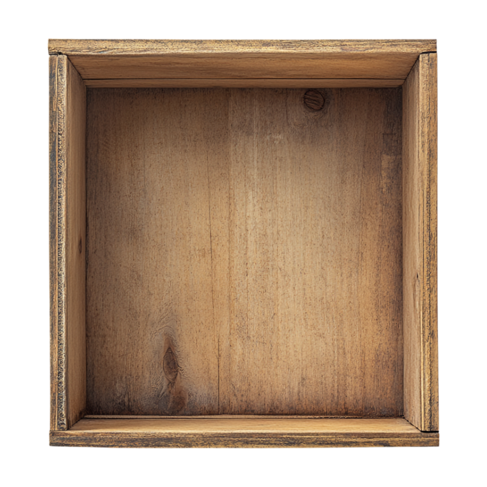 an empty wooden box on a transparent background png