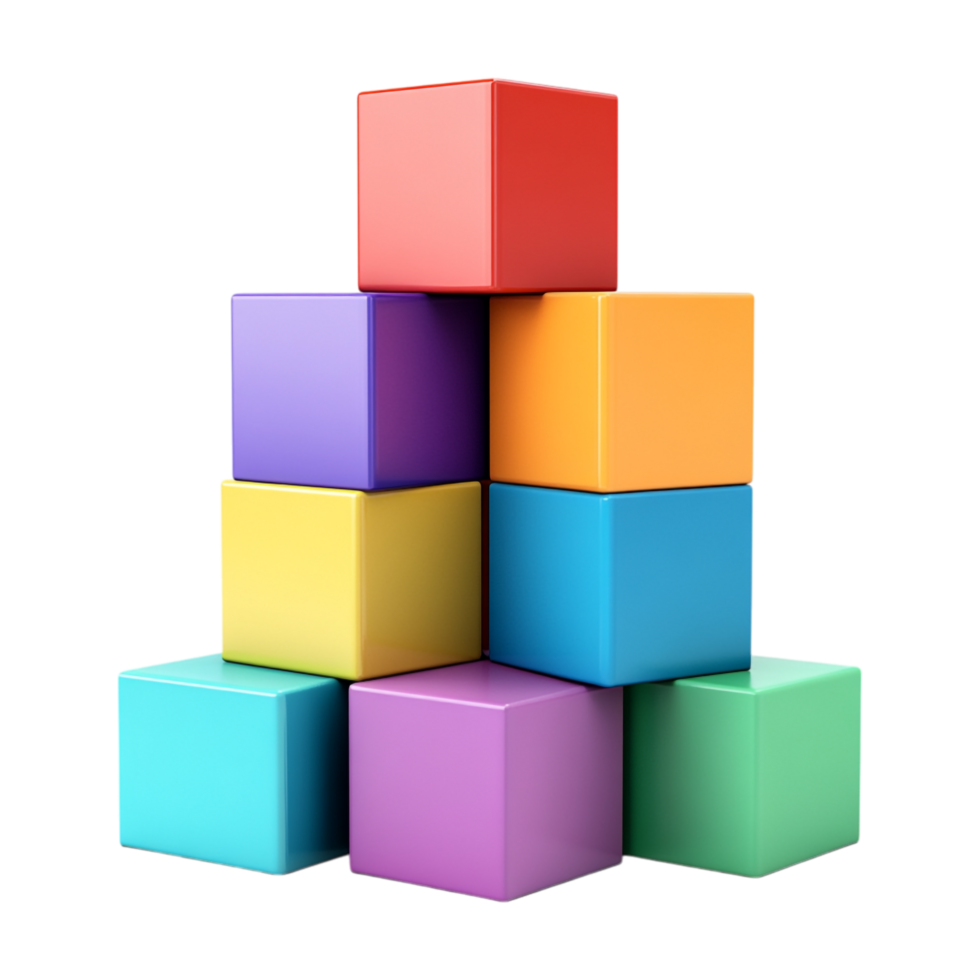 colorful cubes on a transparent background png