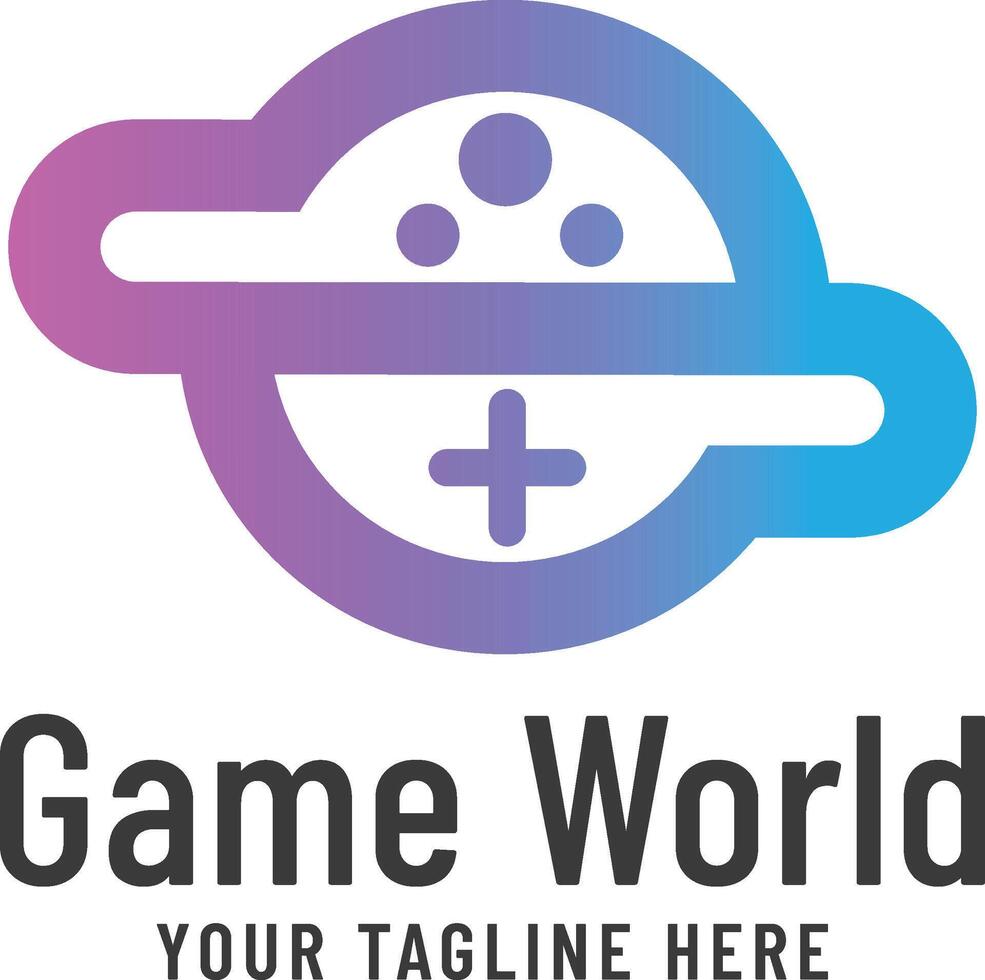 Game World Logo with Controller Icon. Game Console Logo vector