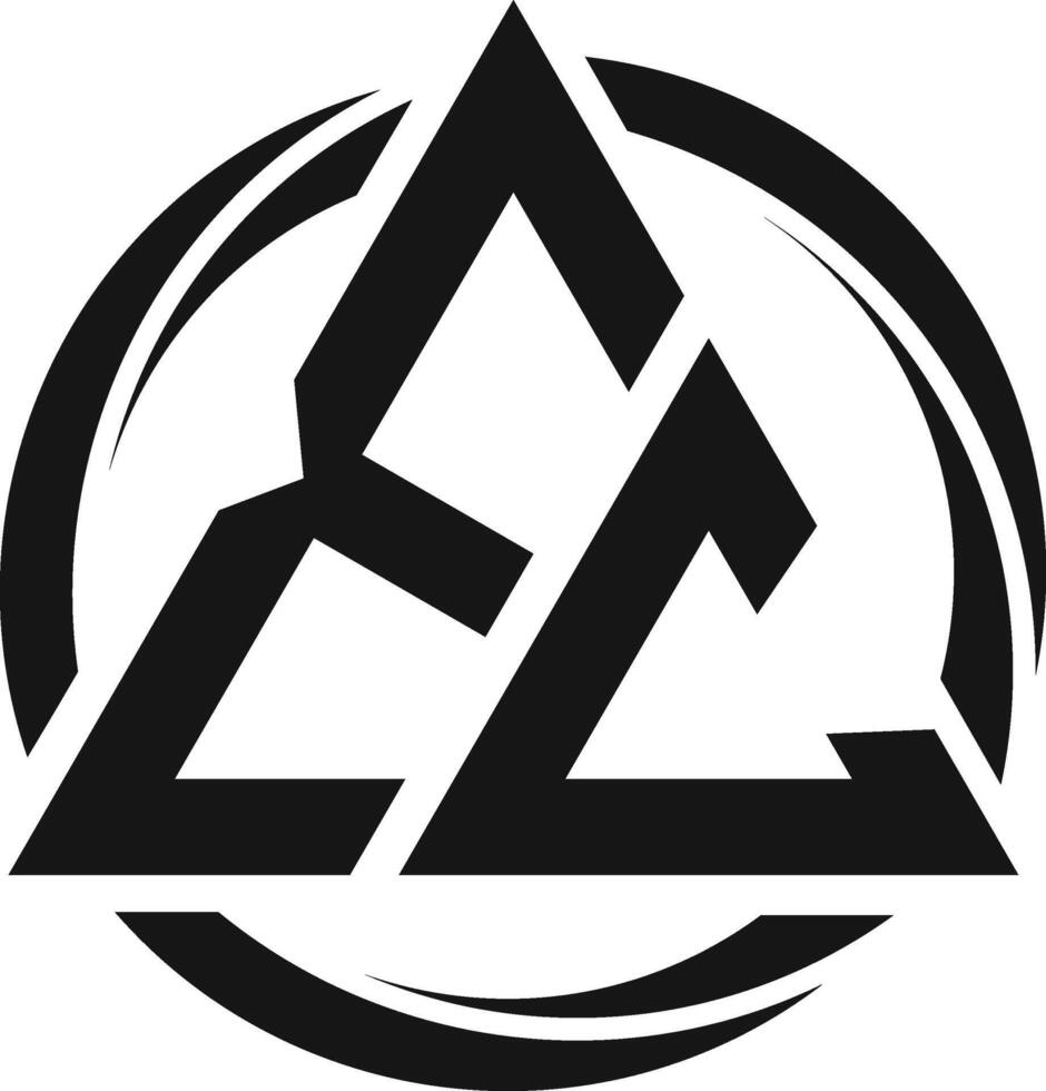 Abstract Triquetra Symbol within a Circle. EC Lettermark Logo vector