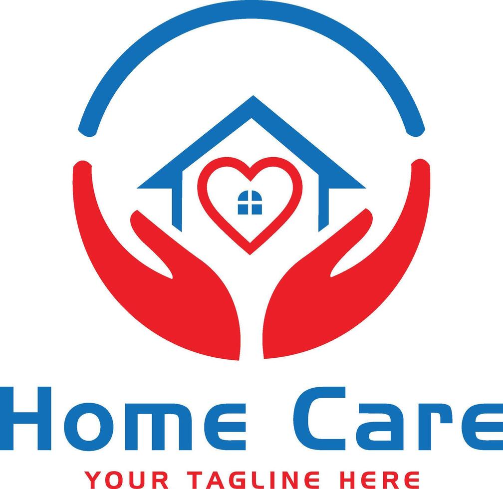 Home Care Logo Hands Protecting House with Heart Symbol vector