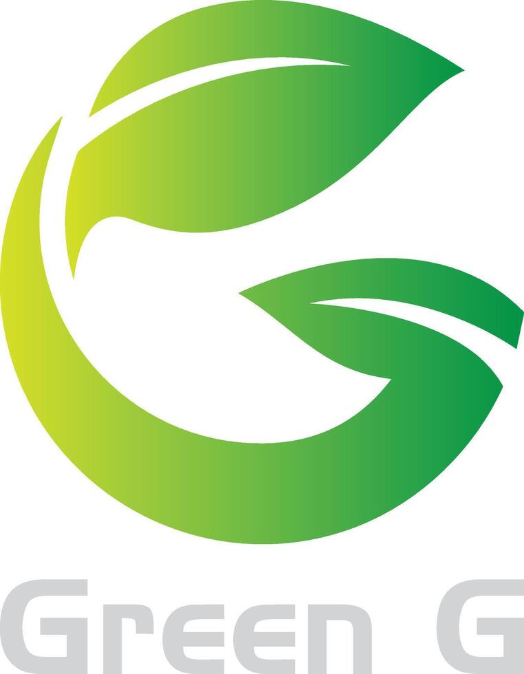 Green G Logo with Leaf Element vector