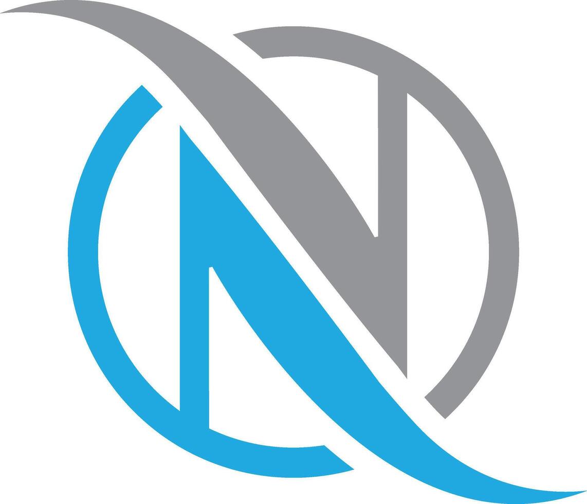 Abstract Letter N Logo in Blue and Grey Circle vector