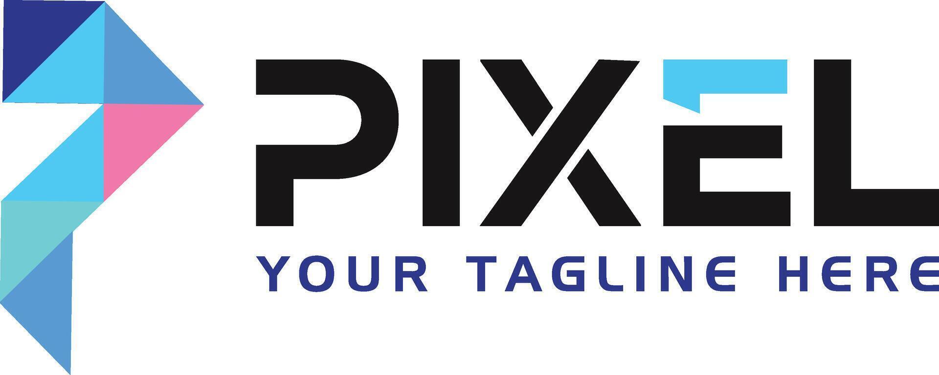 Pixel Logo with Geometric Triangle P Letter vector