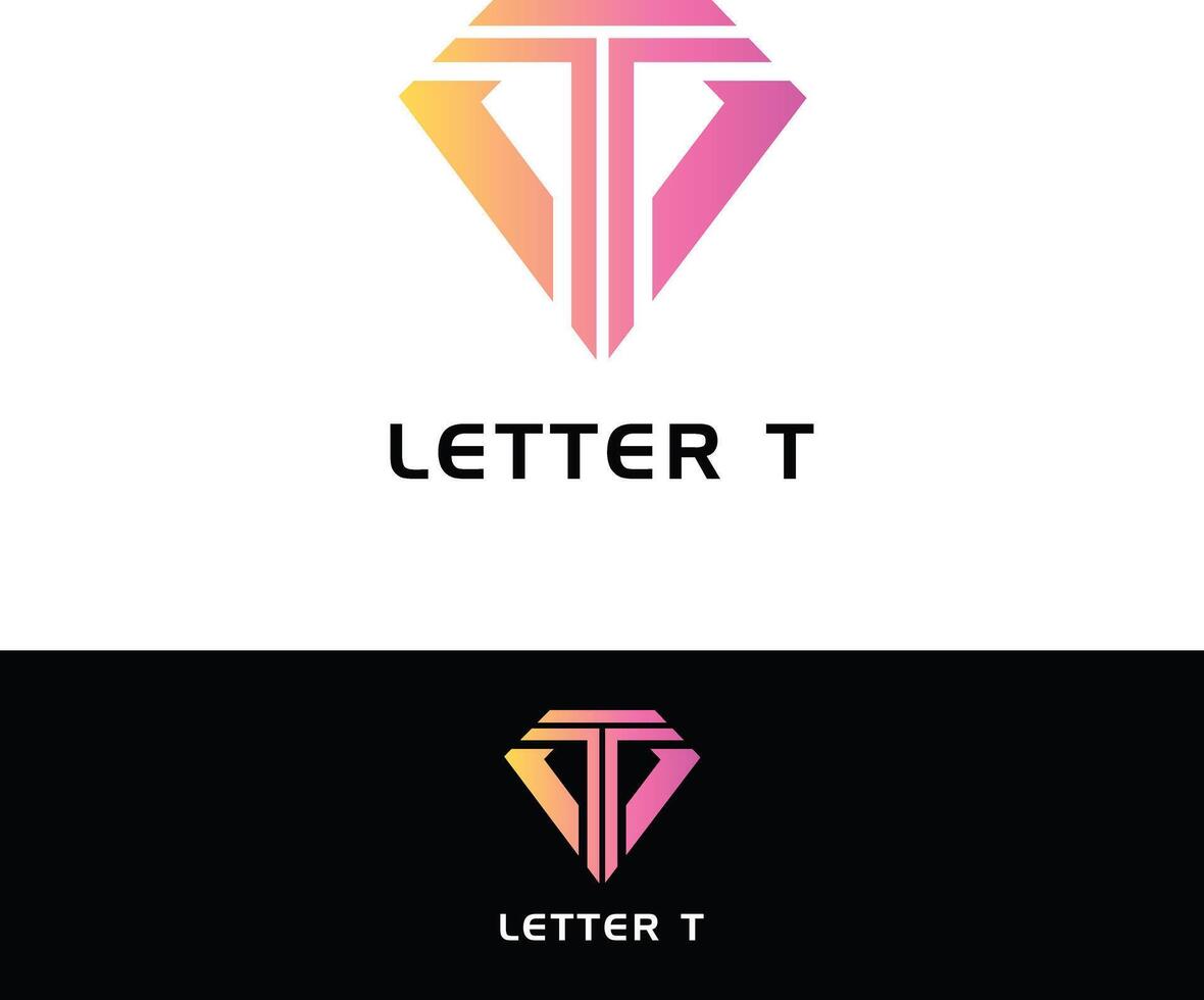 Diamond Letter T Logo with Gradient Colors vector