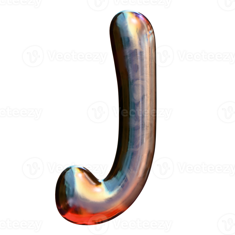 j metallic style shiny letter png