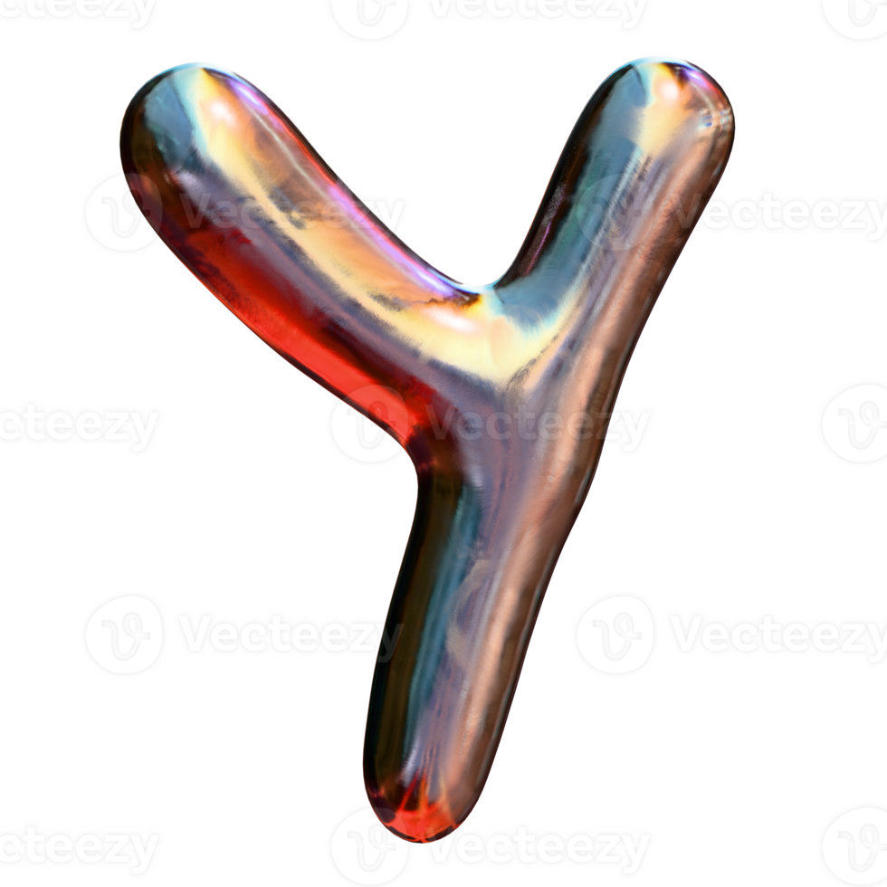 y metallic style shiny letter png