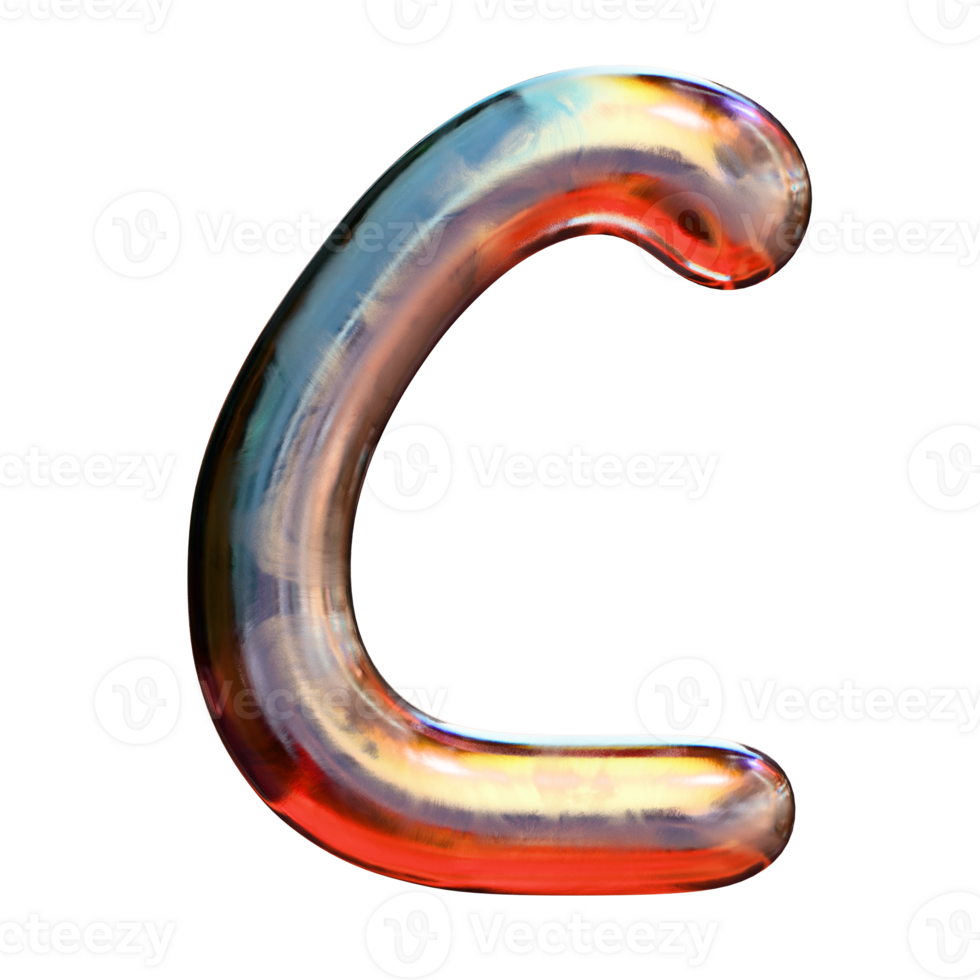 c metallic style shiny letter png