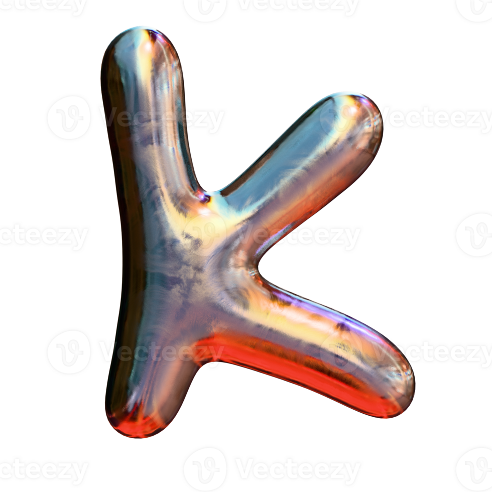 k metallic style shiny letter png