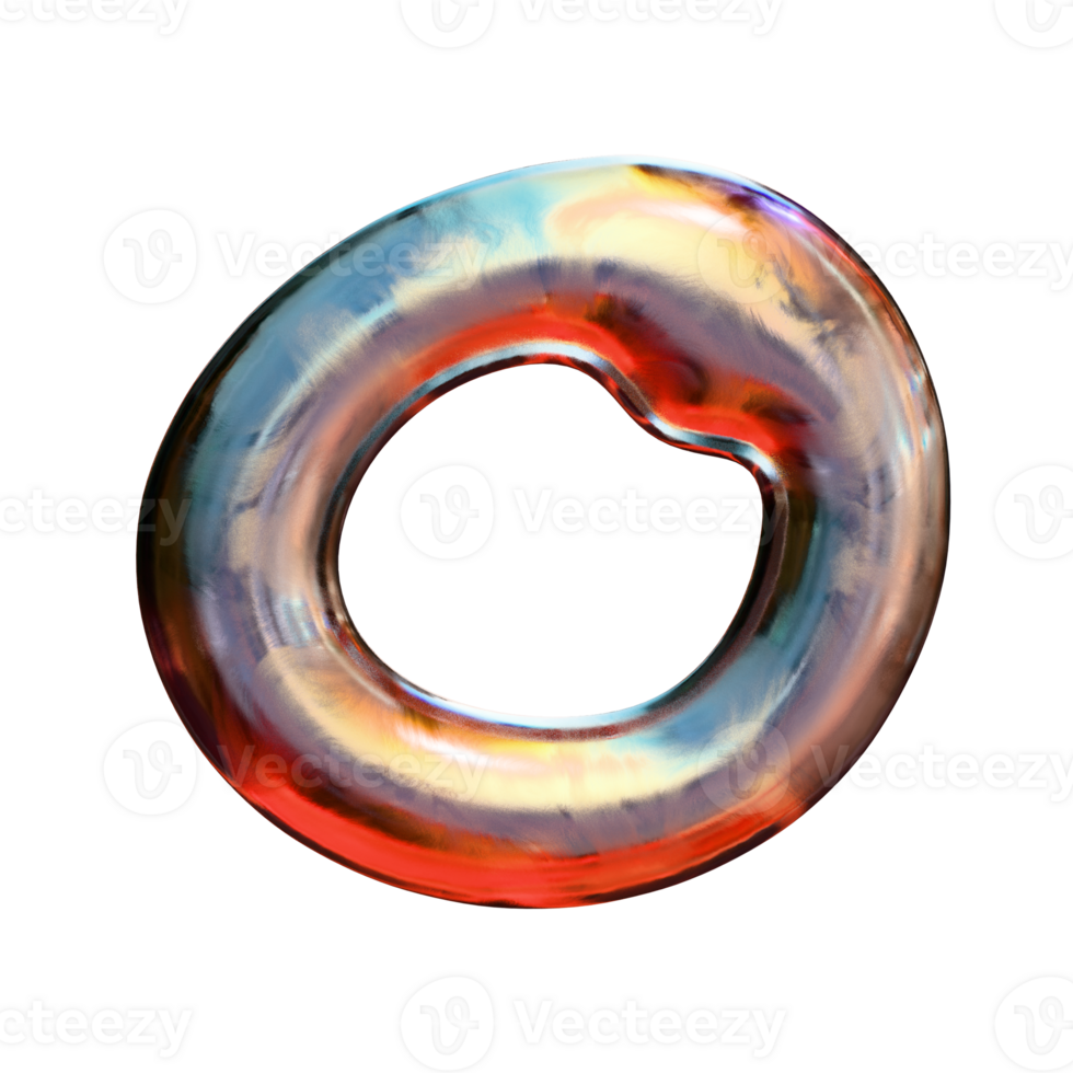 0 metallic style shiny number png