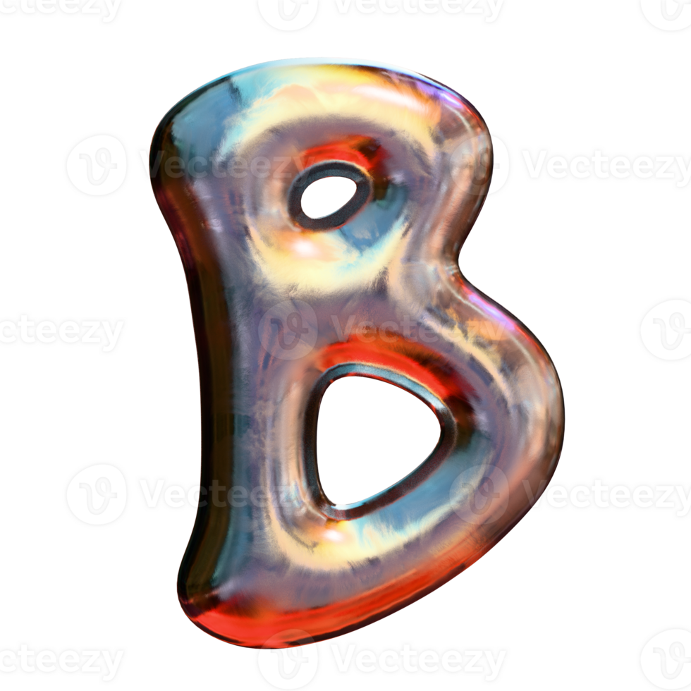 b metallic style shiny letter png