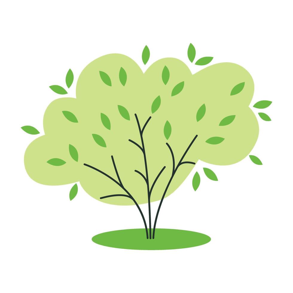 Young bush with lush green foliage clip art vector