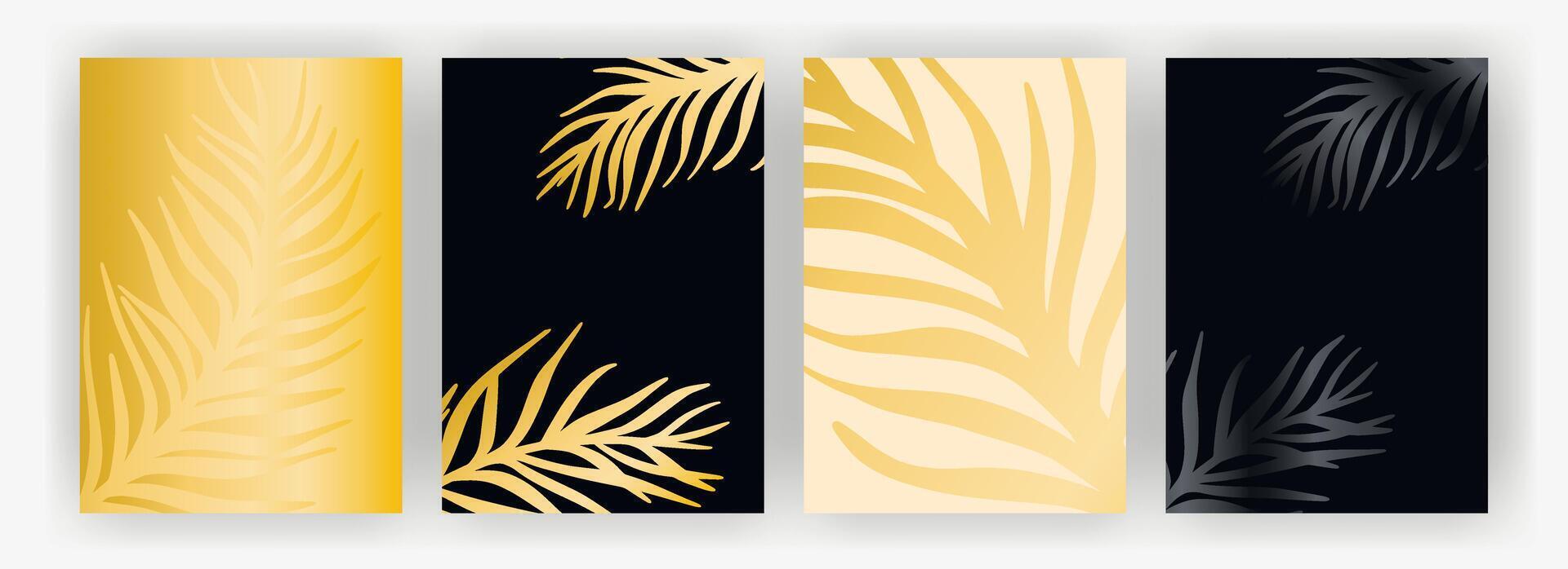 Set of covers with golden palm branches vector