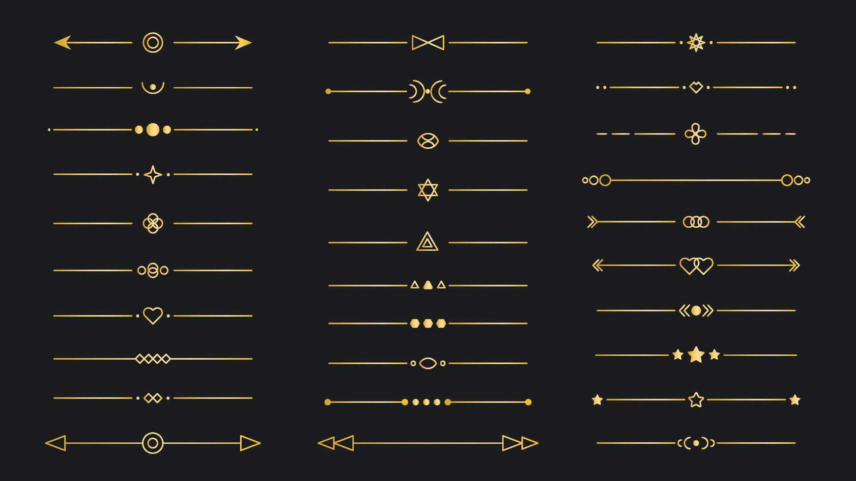 Set of golden text dividers vector