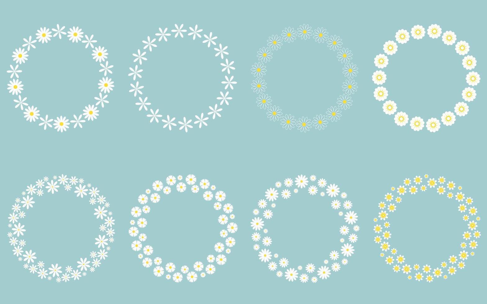 Set of round floral wreaths vector